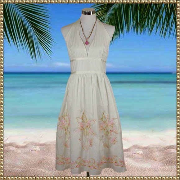 A.P.N.Y. Dresses & Skirts - Plus APNY White Halter Embroidered Dress Size 16